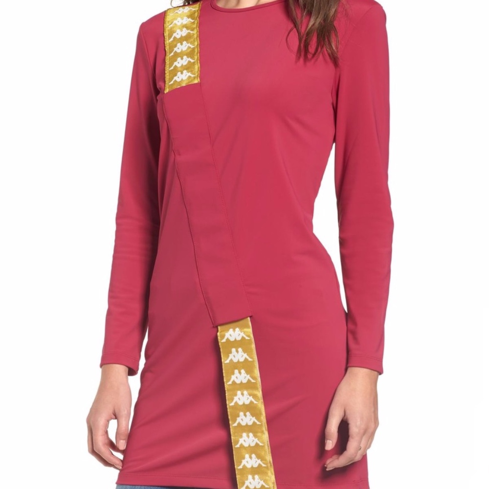 Kappa Active Logo Tape Tee Dress Sexy Logo Pink